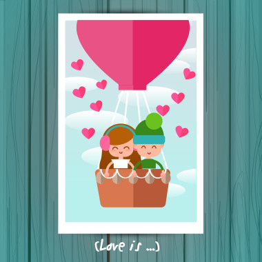 幾個愛男孩和一個女孩在賀卡