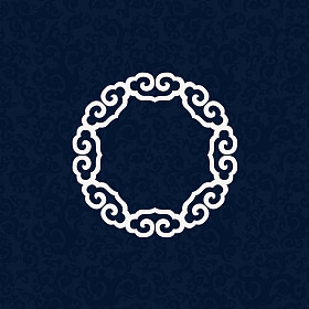 白色装饰蓝色背景的东方色彩