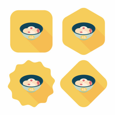 中國(guó)新年湯原平面圖標(biāo)與長(zhǎng)長(zhǎng)的影子，eps10