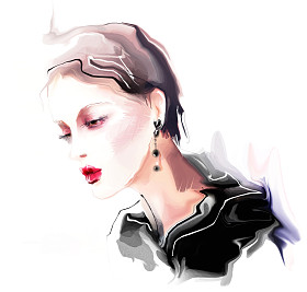 年轻女人在想照片