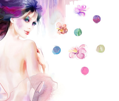 時(shí)尚水彩女人圖片