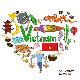 越南符号在心形状概念图片