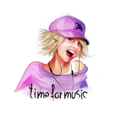 聽音樂的女孩圖片