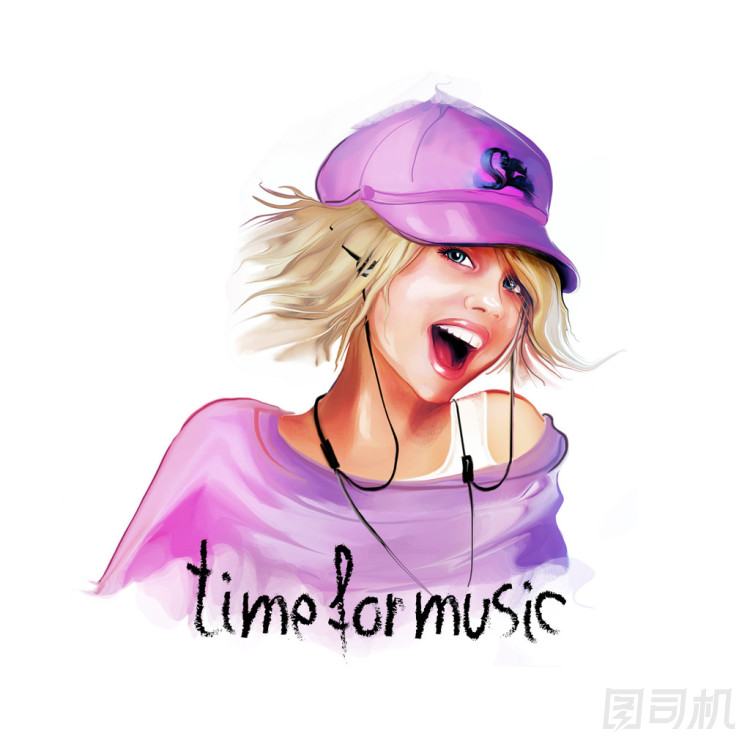 聽音樂的女孩圖片