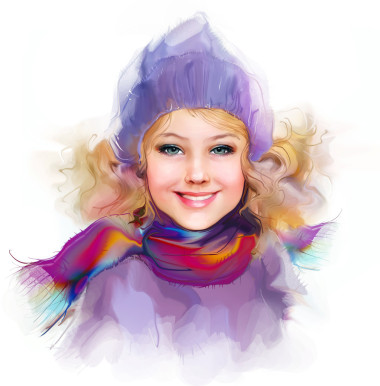 冬姑娘在暖和的衣服