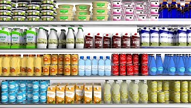 与各种产品超市冰箱 图片