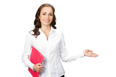 微笑在白色背景上的商界女強人