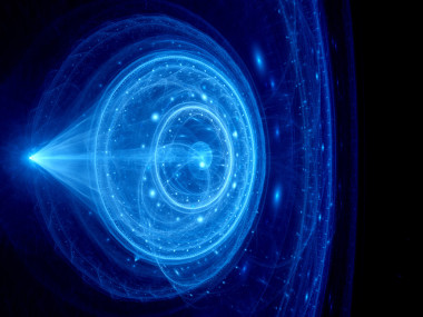 藍(lán)色發(fā)光跳門在空間圖片