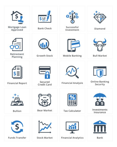个人及商业金融图标设置 1-蓝色系列