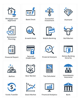 个人及商业金融图标设置 1-蓝色系列