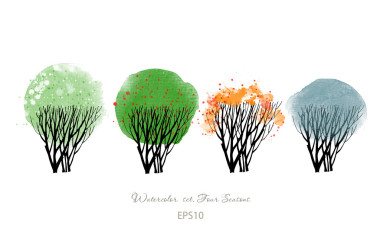 树木的水彩画集照片