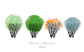 树木的水彩画集照片