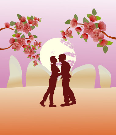 接吻情侶在公園