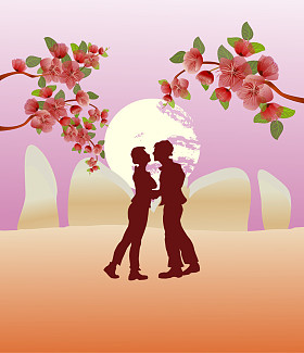 接吻情侣在公园