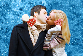 圣诞节，情人节那天，冬季和人们观念-快乐预