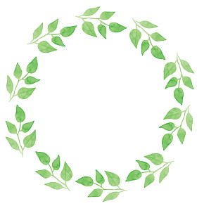 多彩的树枝树叶矢量的水彩框架