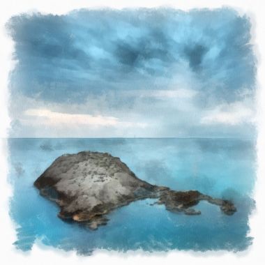 山水画展示美丽的极简主义海景