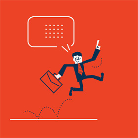 跳跃的快乐兴奋的商人图片