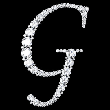 由钻石和宝石制成的 G 字母