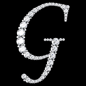 由钻石和宝石制成的 G 字母