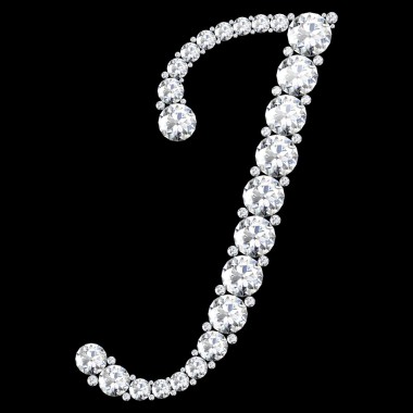 由鉆石和寶石制成的 J 字母