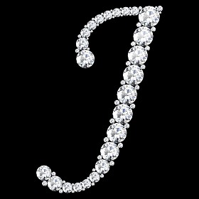 由钻石和宝石制成的 J 字母