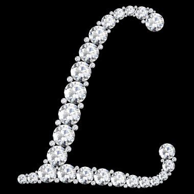 由鉆石和寶石制成的 L 字母