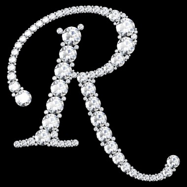 由鉆石和寶石制成的 R 字母