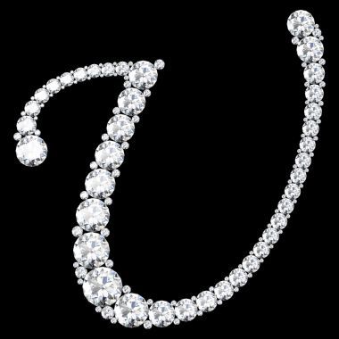 由钻石和宝石制成的 U 信图片