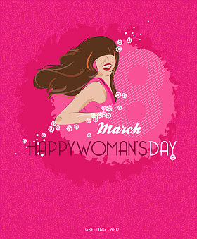 妇女节快乐一天背景与春天的花朵。3 月 8 日。与文本妇女节的贺卡