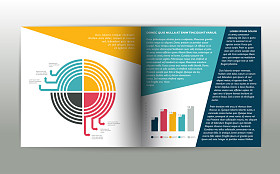 手册页。图表的的杂志布局。Web 模板