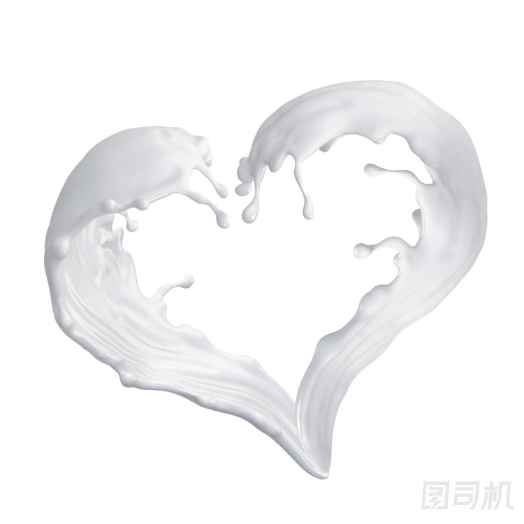 牛奶飛濺，乳白色的波心形狀，3d 圖上白色孤立