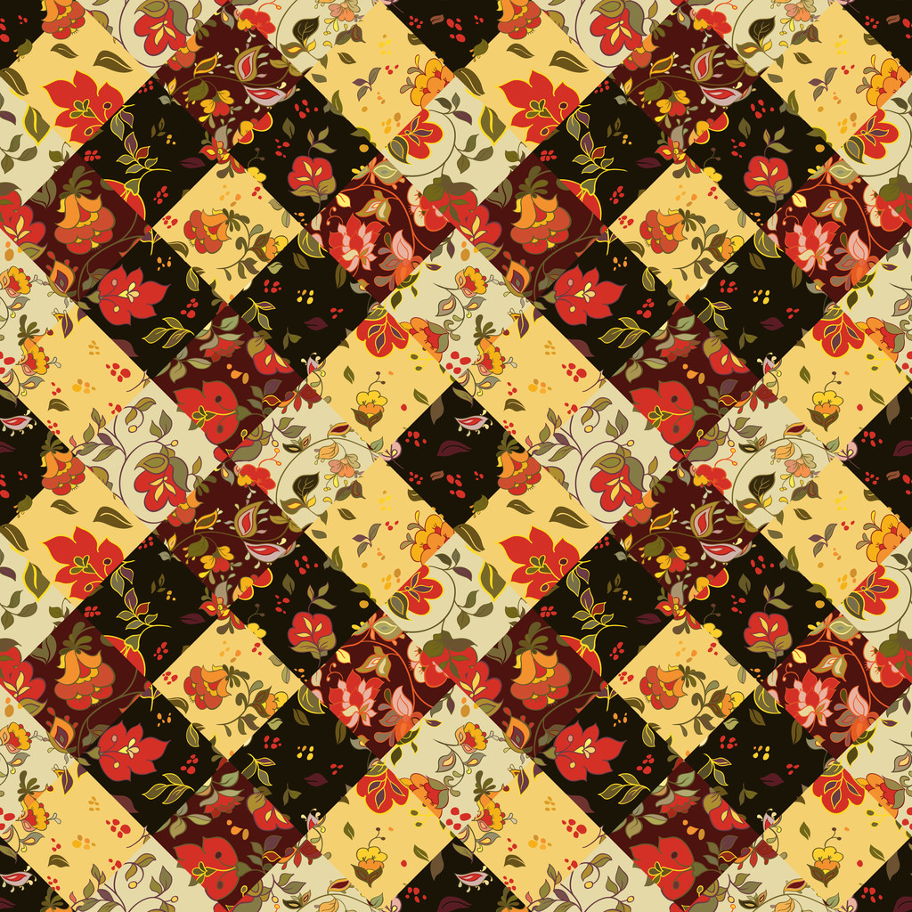 创造性的无缝拼接图案与花