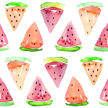 水彩的無縫西瓜模式。矢量圖片