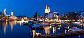 苏黎世在河夜景