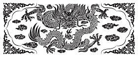 龙与云黑白线中国图片