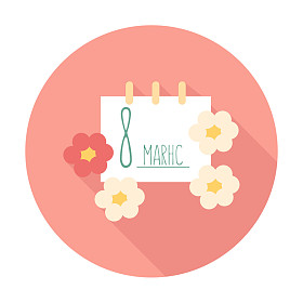 3 月 8 日一天日历与花图片