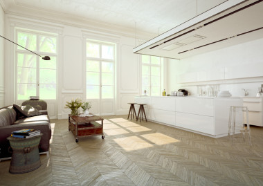 豪华的厨房。3d 渲染图片