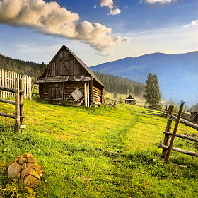 在乌克兰喀尔巴阡山村庄. 