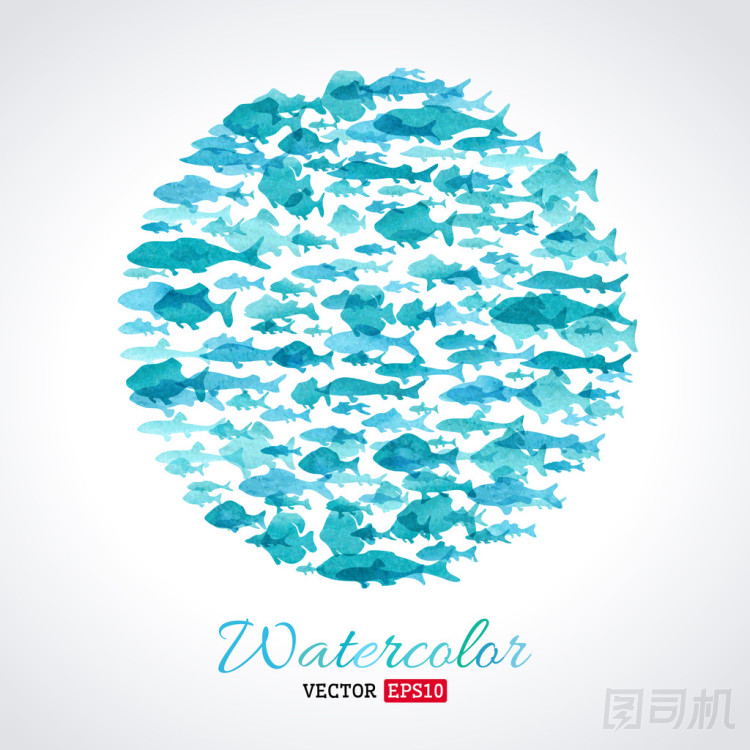 矢量水彩魚的背景