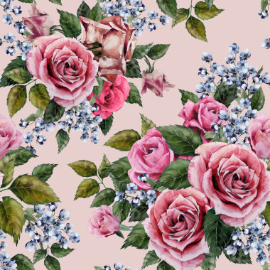 水彩玫瑰花卉圖案