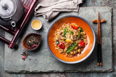 水稻與蔬菜和綠茶圖片