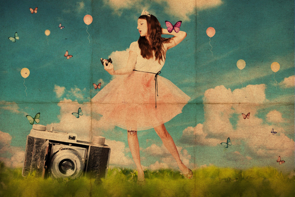 复古形象和美丽的女人图片