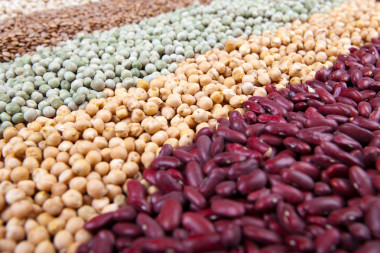 多彩的豆類混合，用豆子、 小扁豆和豌豆