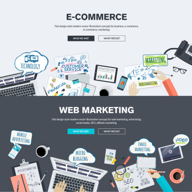 平面设计插画概念为电子商务和网络营