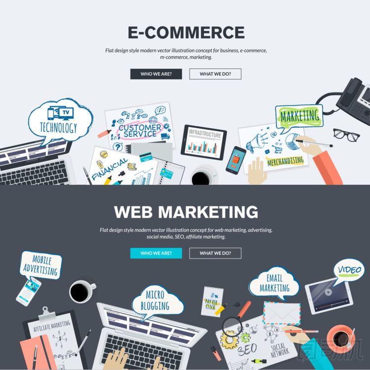 平面設(shè)計插畫概念為電子商務和網(wǎng)絡營