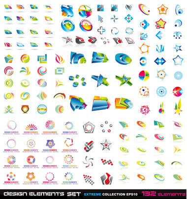 132 抽象设计元素 2d 和 3d