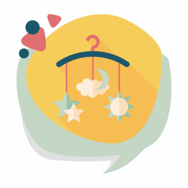 嬰兒床掛玩具帶有長長的影子，eps 10 平圖標(biāo)