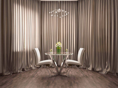 窗帘和一张两人