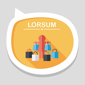 销售购物狂扁图标与长长的影子，eps10